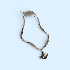 Gold and Cream Crescent Necklace